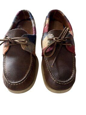 Sperry Top-Sider Mens 11M Leather & Wool Boat Shoes STS11482 Multi-Color